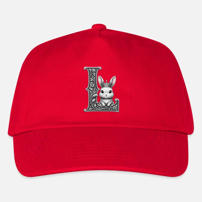 The Letter L adorned crowned rabbit - Kids’ Baseball Cap - red
