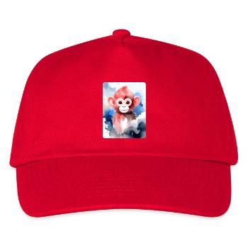 Kleiner Affe (Porträt) (Rotbraun) - Kinder Basecap - Rot - Vorne