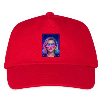 Retro Future Girl – Neon Eighties Portrait - Kids’ Baseball Cap - red - Front