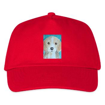 Beagle Welpe,  Aquarell  - Kinder Basecap - Rot - Vorne