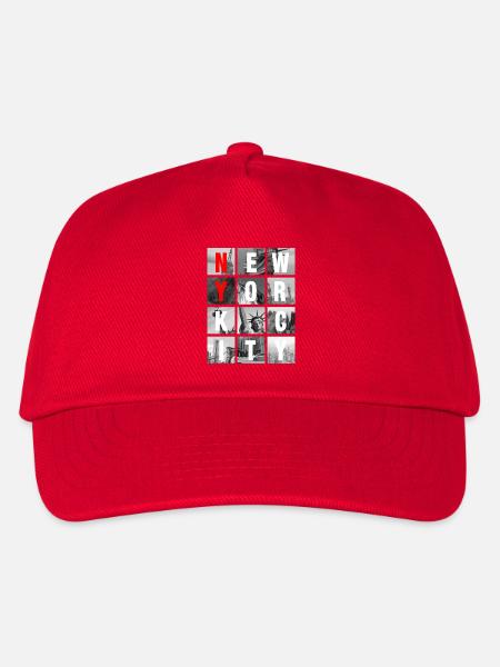 New York City Collage Grid - Kids’ Baseball Cap - red