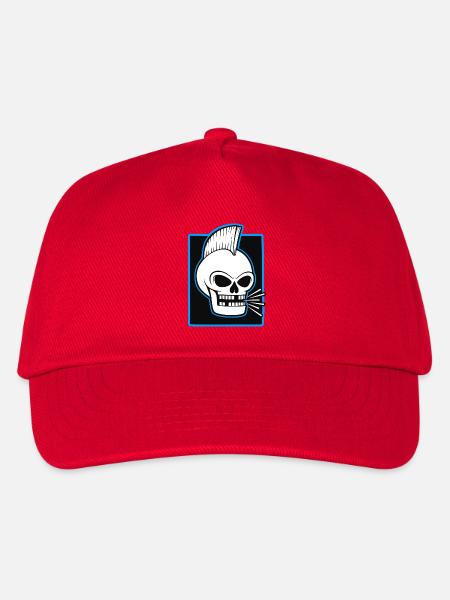Skull Mohawk Punk-Grafik - Kinder Basecap - Rot