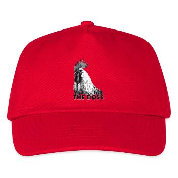 Hühner Fans -  Hahn - Gockel - Chefsache - Chef - Kinder Basecap - Rot - Vorne