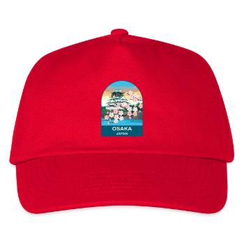 Osaka Japan Vintage-Reiseplakat-Kunst - Kinder Basecap - Rot - Vorne