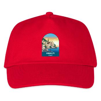 Amalfi Italien Vintage-Reiseplakat-Kunst - Kinder Basecap - Rot - Vorne