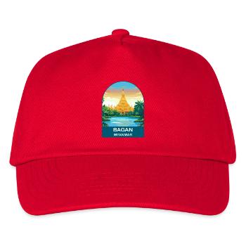Bagan Myanmar Tempel Vintage-Reiseplakat - Kinder Basecap - Rot - Vorne