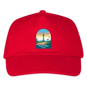 Fukuoka Japan Seaside Tower Travel Poster - Kids’ Baseball Cap - red - Front