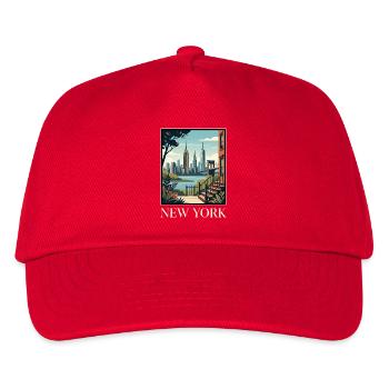 Poster zur New Yorker Skyline-Terrasse - Kinder Basecap - Rot - Vorne