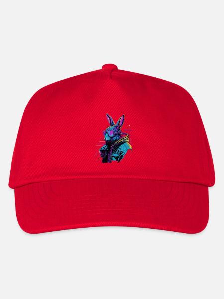 Neon Rabbit Cyberpunk - Kinder Basecap - Rot