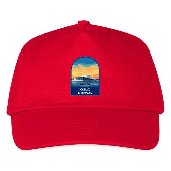 Insigne rétro de voyage au coucher de soleil d’Oslo à l’Opéra de Norvège - Casquette de baseball Enfant - rouge - Devant