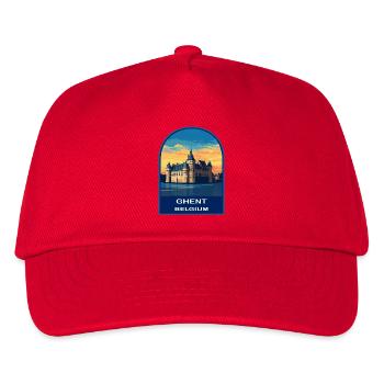Gent Belgien Schloss Gravensteen Retro Sonnenuntergang Badg - Kinder Basecap - Rot - Vorne