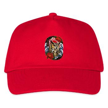Eule im japanischen Irezumi Tattoo Stil - Kinder Basecap - Rot - Vorne