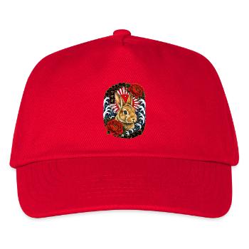 Hase im japanischen Irezumi Tattoo Stil - Kinder Basecap - Rot - Vorne