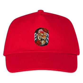 Tiger im japanischen Irezumi Tattoo Stil - Kinder Basecap - Rot - Vorne