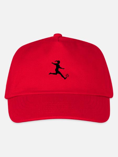 female soccer player silhouette - Basecap til børn - rød