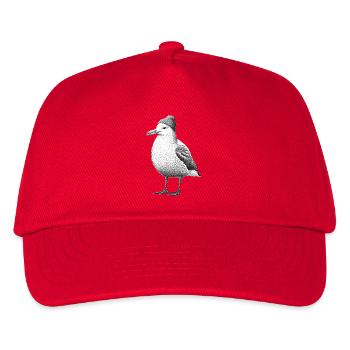 Nordsee Möwe Mütze Beanie schwarz weiß - Kinder Basecap - Rot - Vorne