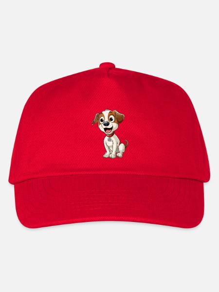 Fröhlicher Welpen Cartoon Hund - Kinder Basecap - Rot