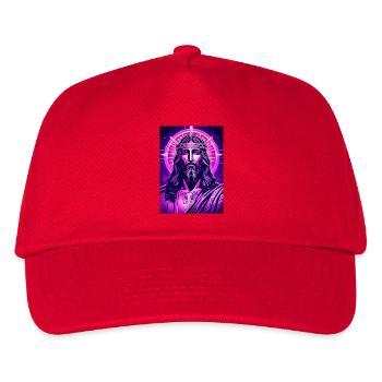Neon Jesus mit Heiligenschein - Kinder Basecap - Rot - Vorne