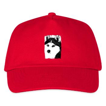 Portrait de Husky noir et blanc sur textile - Casquette de baseball Enfant - rouge - Devant