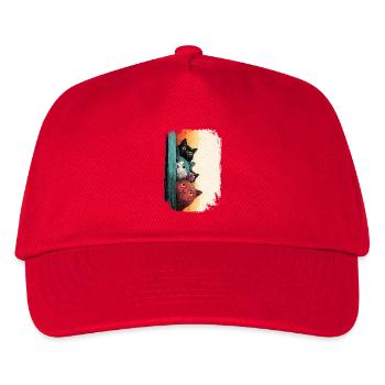 Neugierige Katzen bunt - Kinder Basecap - Rot - Vorne