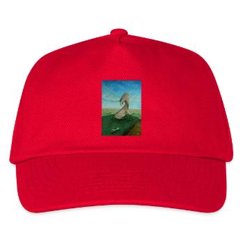 Abstrakter Hammer-Hund aus Stahl in surrealer Landschaft - Kinder Basecap - Rot - Vorne