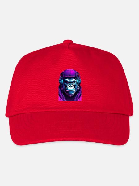 Gorilla DJ Neon - Kinder Basecap - Rot