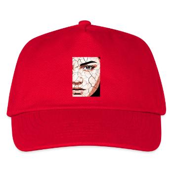 Abstraktes Gesicht Portrait Rissig Surreal Wüste - Kinder Basecap - Rot - Vorne