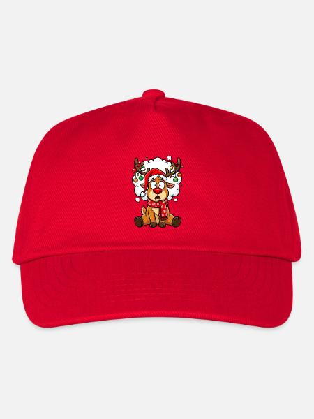 Weihnachten Rentier Cartoon Humor - Kinder Basecap - Rot