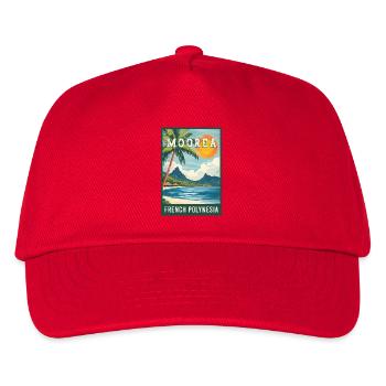 Erkunden Sie tropische Moorea in Französisch-Polynesien - Kinder Basecap - Rot - Vorne