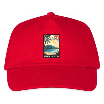 Entdecken Sie tropische Moorea in Französisch-Polynesien - Kinder Basecap - Rot - Vorne
