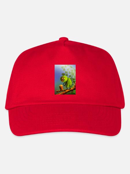 Lustiges grünes Klettermonster - Kinder Basecap - Rot