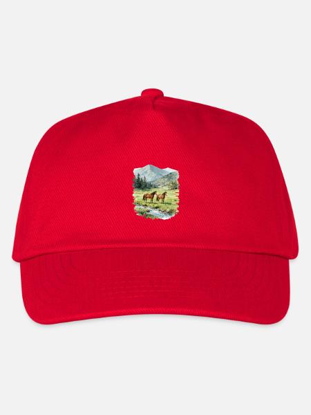 Wasserfarbene Gebirgsponys - Kinder Basecap - Rot