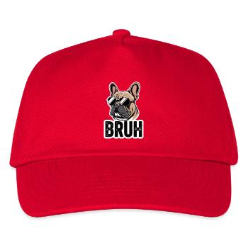 Bruh French Bulldog With Sunglasses Meme - Kids’ Baseball Cap - red - Front