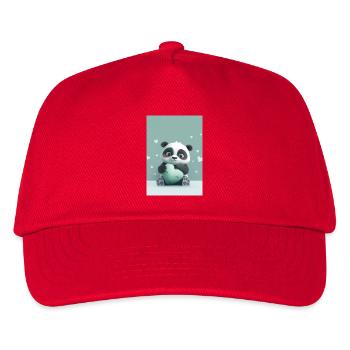 Tender panda and pastel green heart - Kids’ Baseball Cap - red - Front