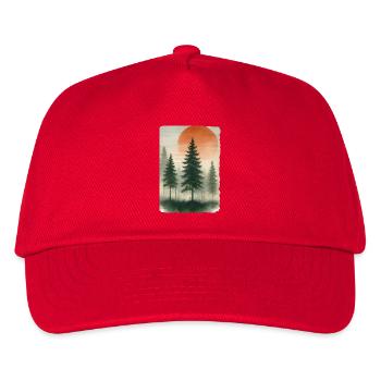Vintage Forest Sunset Watercolor - Kids’ Baseball Cap - red - Front