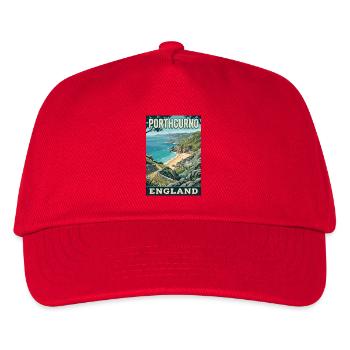 Erleben Sie die Cornwall-Küste von Porthcurno in England - Kinder Basecap - Rot - Vorne
