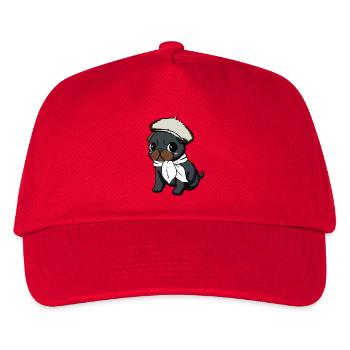 Black Pug Beret - Kinder Basecap - Rot - Vorne