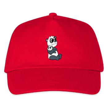Panda Familie - Panda mit Baby - Kinder Basecap - Rot - Vorne