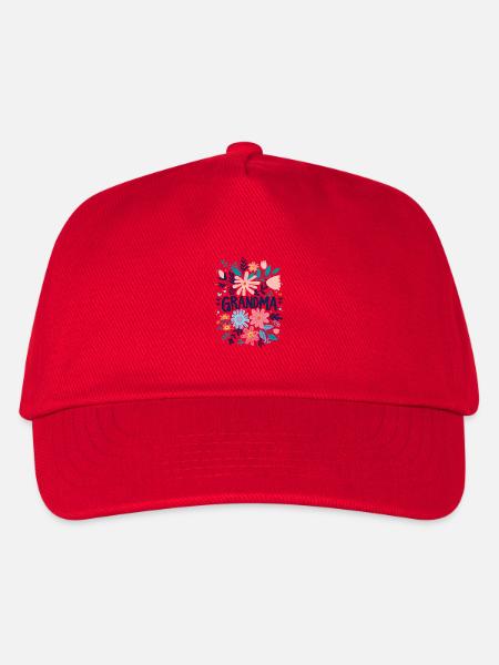 Oma Doodle Text mit bunten Blumen - Oma - Kinder Basecap - Rot