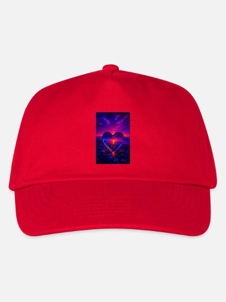 Galactic Heart Sunset – Magisches Herz-Design - Kinder Basecap - Rot