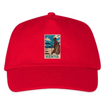 Kenya Maasai Warrior Nature Illustration - Kids’ Baseball Cap - red - Front