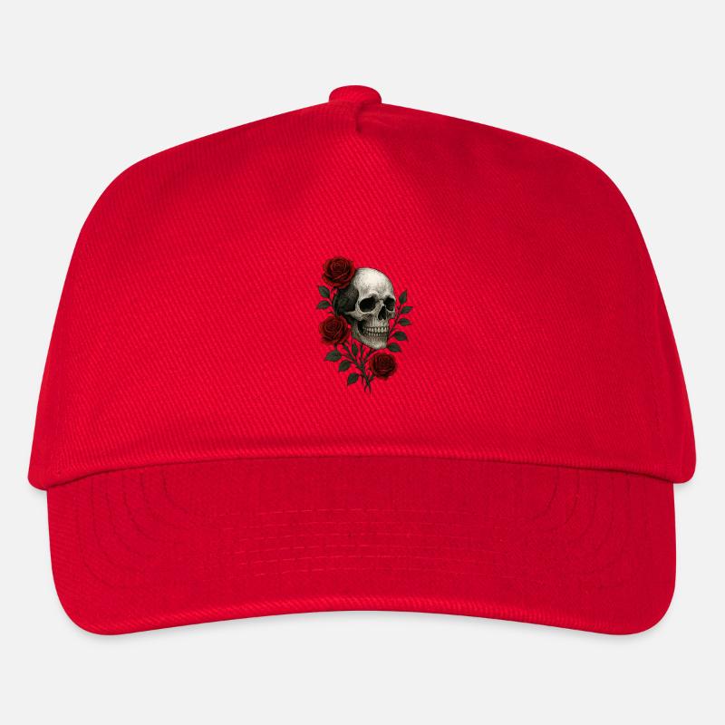Gothic Skull with Romantic Roses Design - Kids’ Baseball Cap - red
