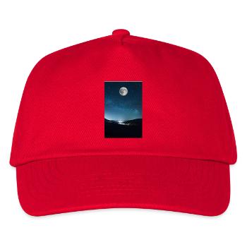 Nächtlicher Vollmond über Bergen - Kinder Basecap - Rot - Vorne