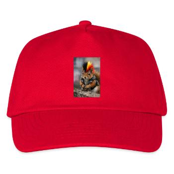 Punk Eichhörnchen mit Lederweste - Kinder Basecap - Rot - Vorne