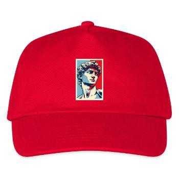 David Michelangelo in Pop Art: Blau-Rot-Porträt - Kinder Basecap - Rot - Vorne