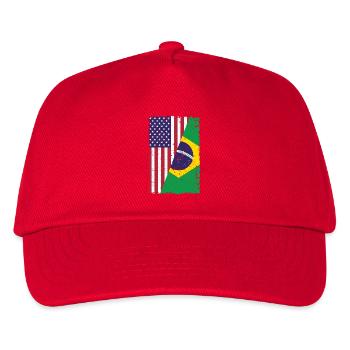 USA Brasilien Flagge Brazilian American Geschenk  - Kinder Basecap - Rot - Vorne