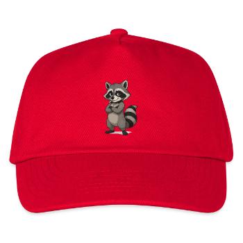 Selbstbewusster Waschbär Cartoon - Kinder Basecap - Rot - Vorne