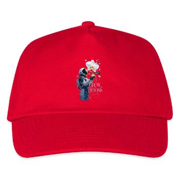 Astronaut und Blumen wachsen jenseits - Kinder Basecap - Rot - Vorne