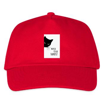 Wash Your Hands! – Funny cat poster - Kids’ Baseball Cap - red - Front