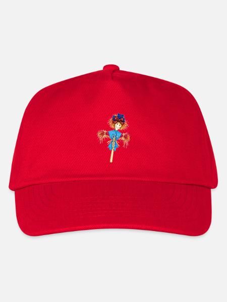Blau-Karo-Vogelscheuche-Zauber - Kinder Basecap - Rot